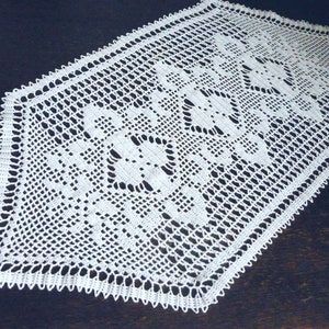 Filigree table runner flower path made of crocheted lace 75 cm white