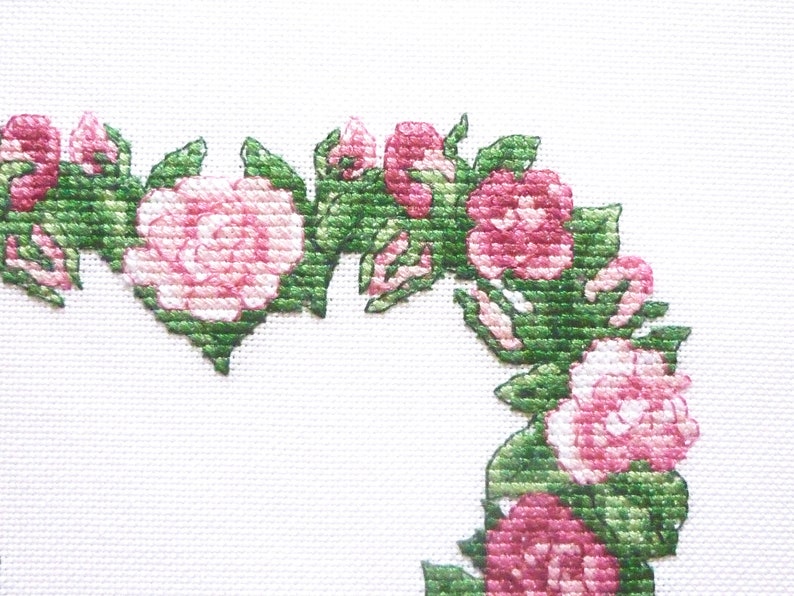 Stickbild Herz aus rosa Rosen Bild 3