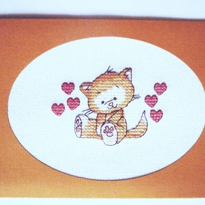 Carte de vœux chaton avec coeur, enveloppe incluse