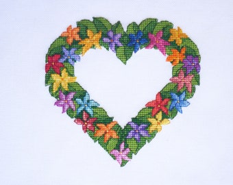Embroidery Colorful Flower Heart unique!