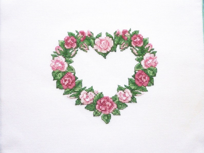 Stickbild Herz aus rosa Rosen Bild 4