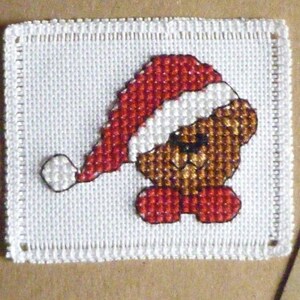 Kerstkaart wenskaart Teddy m. Cap quadr., incl. envelop