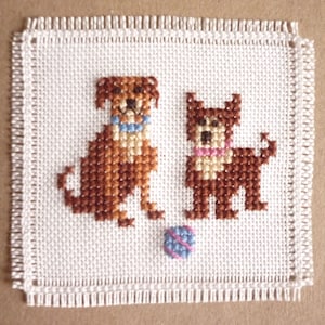 Grußkarte Hunde mit Ball quadr., inkl. Umschlag