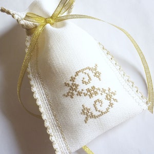 Gift bag Golden initial hand embroidered!