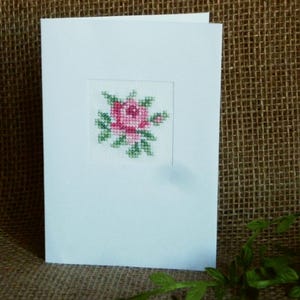 Gestickte Grußkarte Rose inkl. Umschlag