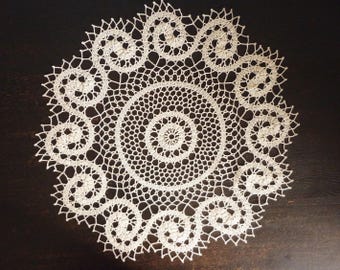 Lace tablecloth Crete, approx. 52 cm, cream-white, Bruges crochet