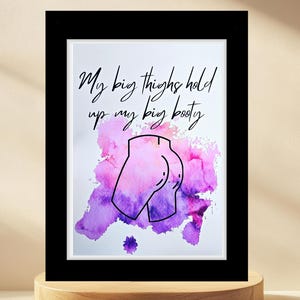 Empower Women Print/ Butt Outline/ Body Positive/ Pink Purple Watercolor/ Minimalist/ Divine Feminine/ Vivid Colorful Poster/ One Line Art