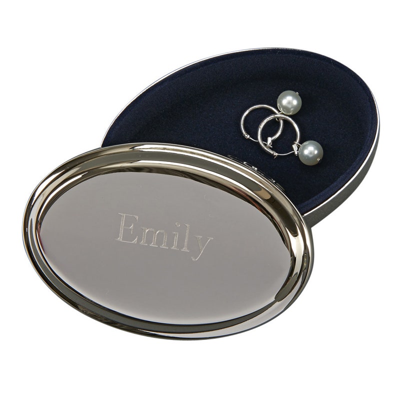 Engraved Polished Oval Shaped Box Bridesmaid Jewelry Box Personalize Flower Girl Birthday Gift for Her Free Engraving Gift