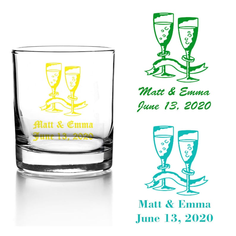 Set of 24 Personalized Wedding Toasting Glasses Votive Candle Holder Custom Wedding Party Reception Favors Bridal Shower Favors V22