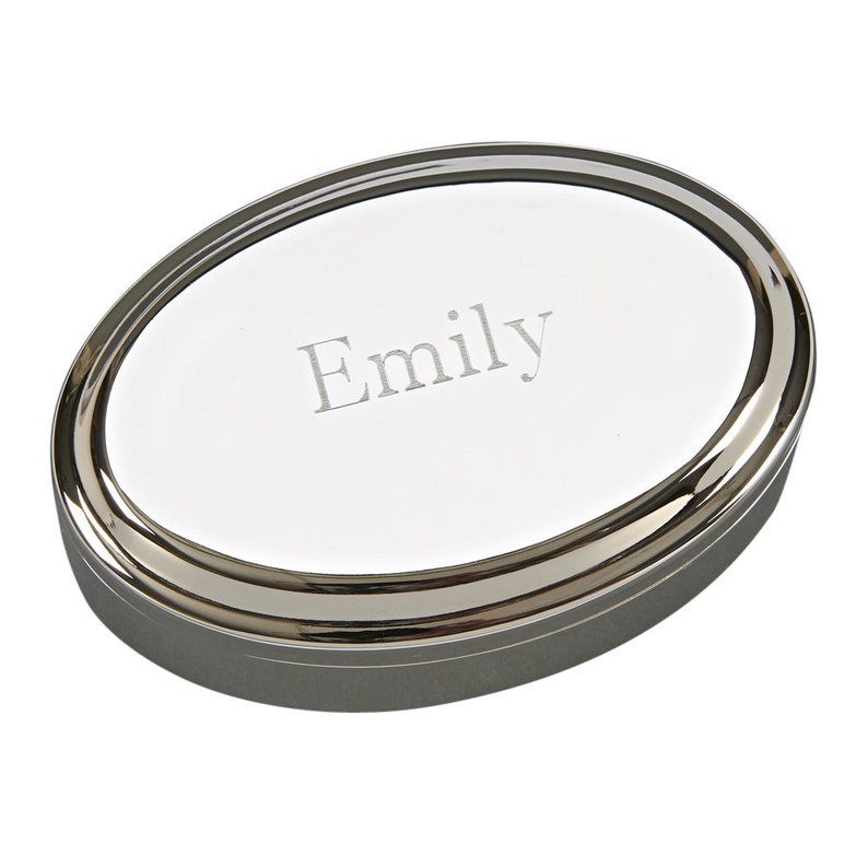 Engraved Polished Oval Shaped Box Bridesmaid Jewelry Box Personalize Flower Girl Birthday Gift for Her Free Engraving Gift