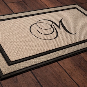Single Initial Monogram Doormat, Fancy style letters - Personalized wedding housewarming gift, cursive monogram