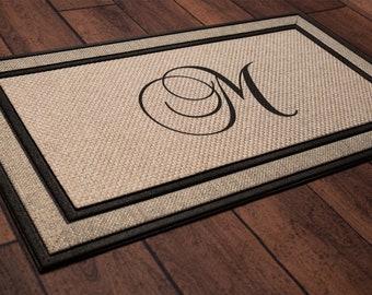 Single Initial Monogram Doormat, Fancy style letters - 30"x18", Personalized wedding housewarming gift, cursive monogram