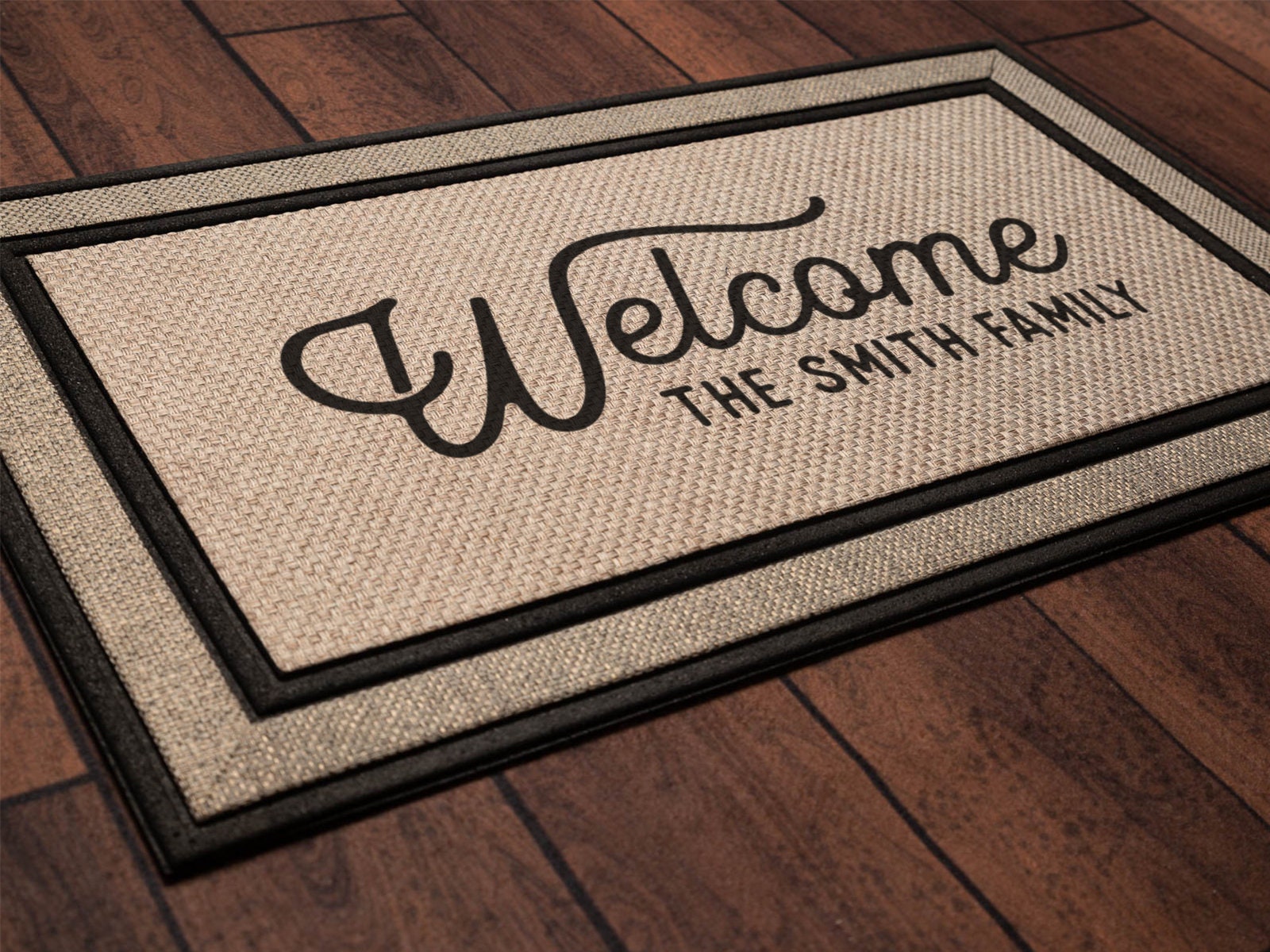 Custom Welcome Mat Housewarming Gift Closing Gift Bordered Custom Doormat Customized with Last Name Wedding Gift Classic Doormat