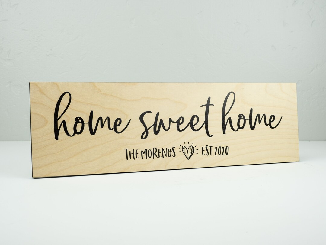 Home Sweet Home Personalized Wood Sign Plaque - Stained or Natural Finish - Wood Home Decor ...