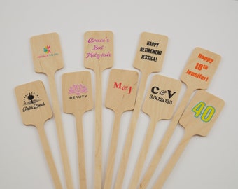 Custom Printed Drink Stirrer Food Picks - Personalized with your logo, photo, custom message, cocktail, coffee stirrer, cocktail