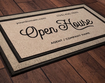 Open House Mat - real estate agent doormat welcome mat - Personalized Real Estate Agent gift