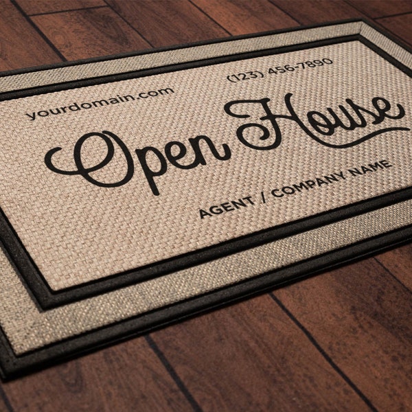 Open House Mat - real estate agent doormat welcome mat - 18"x30", Personalized Real Estate Agent gift