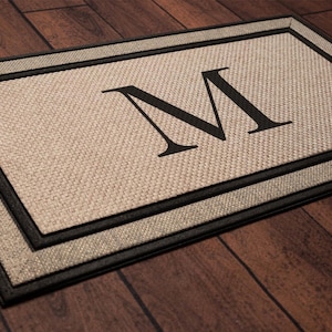Single Initial Monogram Doormat, Classic Serif style letters - Personalized wedding housewarming gift, classy monogram