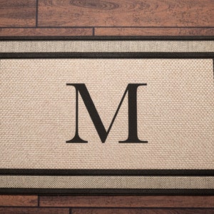 Single Initial Monogram Doormat, Classic Serif style letters 30x18, Personalized wedding housewarming gift, classy monogram image 3