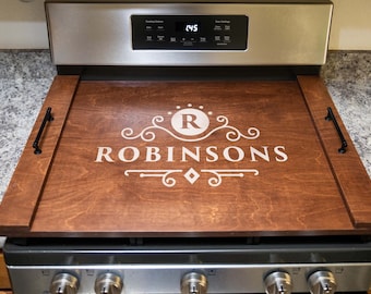 Monogram custom family last name noodleboard - Personalized stove cook top cover noodle boards