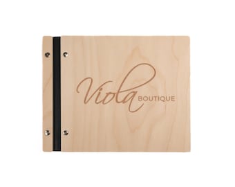 Wood Guest Book, Engraved Custom Art or Logo - memory book, scrap book, wedding, anniversary, birthday, retirement, graduation, custom art