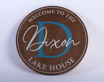 Custom Lake House Sign, Personalized with last name - stained, lake life sign, welcome lake house decor, vacation home decor, lake life