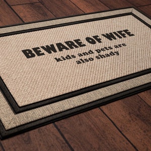 Beware of Wife Doormat - welcome mat, personalized wedding housewarming gift