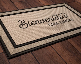 Bienvenidos Nombre Last Name Door Mat, Housewarming Gift, Wedding Gift Ideas, Personalized Doormat, Last Name Doormat, Closing Gift