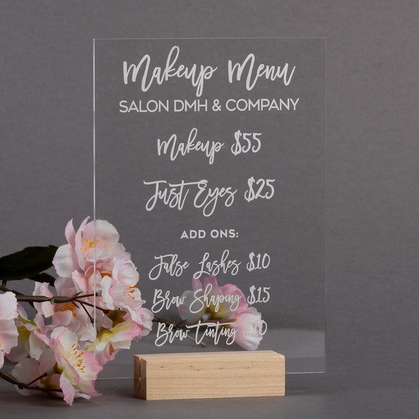 Acrylic Price List Wall Sign Etsy