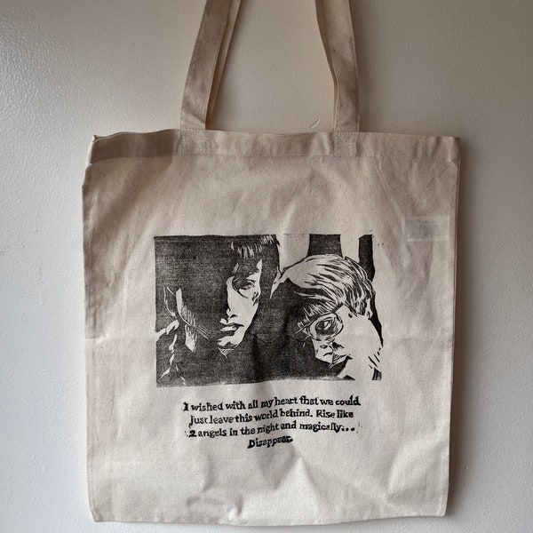 Mysterious Skin Tote - Gregg Araki Queer Cinema 90s 2000s Indie Alternative Punk Diy Upcycling Block Print