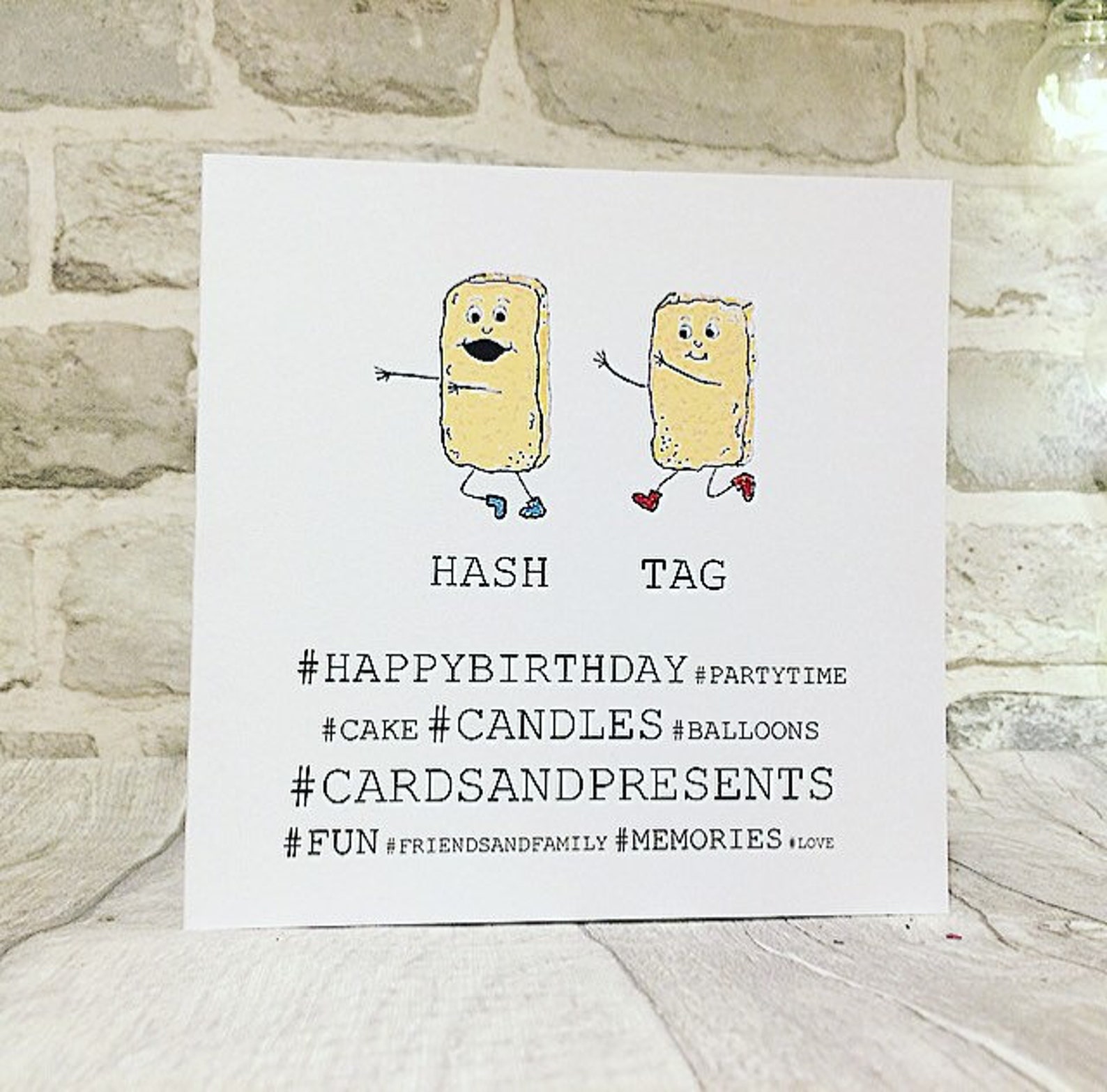 Funny Hashtag Birthday Card blank Inside Illylarlar Design Etsy
