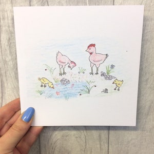 Carte de poulet animal-nature dessinée à la main -blanc à l’intérieur