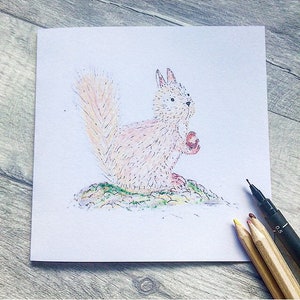 Hand gezeichnet Eichhörnchen -Natur-Tier-Karte - leer innen