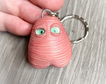 Peeping scrotum keyring , mature funny ball gift