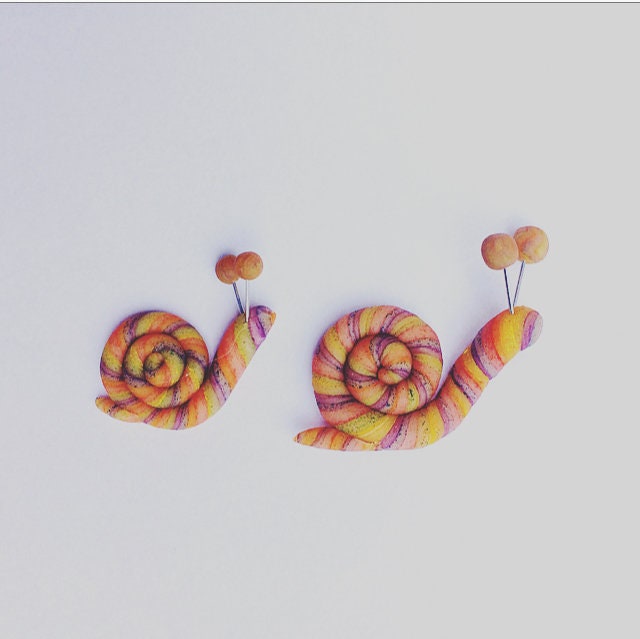 Snail Magnets Set of 2 Snail Magnets -garden - Nature Magnet - Rainbow - Fridge ...