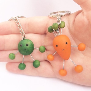 Cute peas and carrots funny keyring / keychain - accessories - gifts - illylarlar design