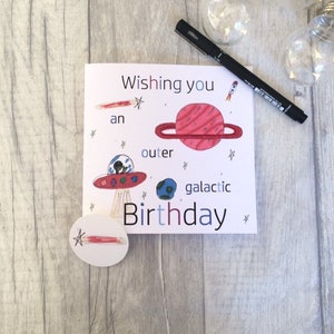 Handmade space birthday card -blank inside