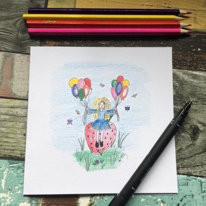 Hand drawn occasion /birthday card - cute card -blank inside