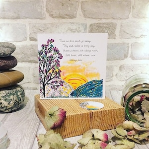 Tarjeta de condolencias al atardecer - Hecha a mano - Interior en blanco - Diseño illylarlar