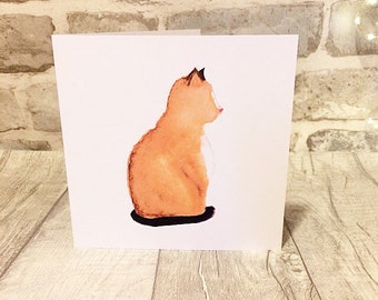Beautiful cat card - handmade - animal card - blank inside - illylarlar design