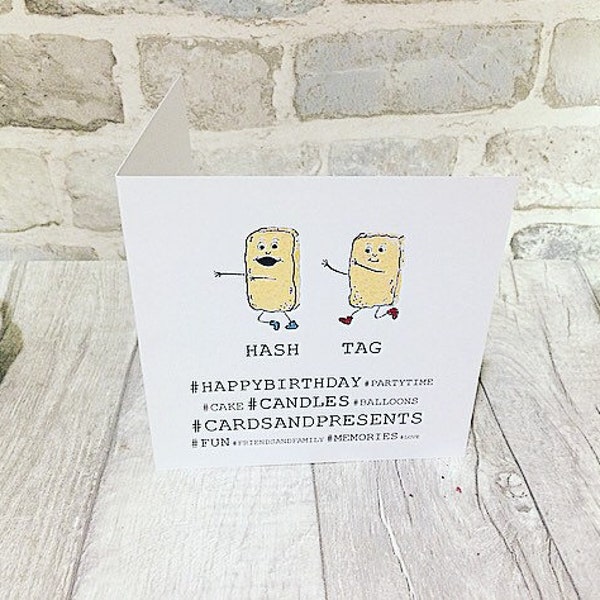 Funny hashtag birthday card -blank inside - Illylarlar design