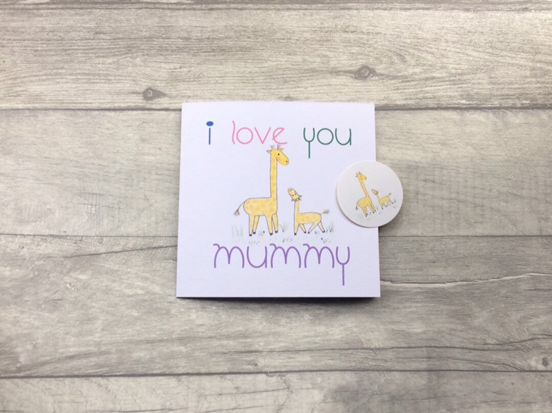 Handmade Mother's Day Card-i Love You Mummy - Giraffe -blank Onside ...