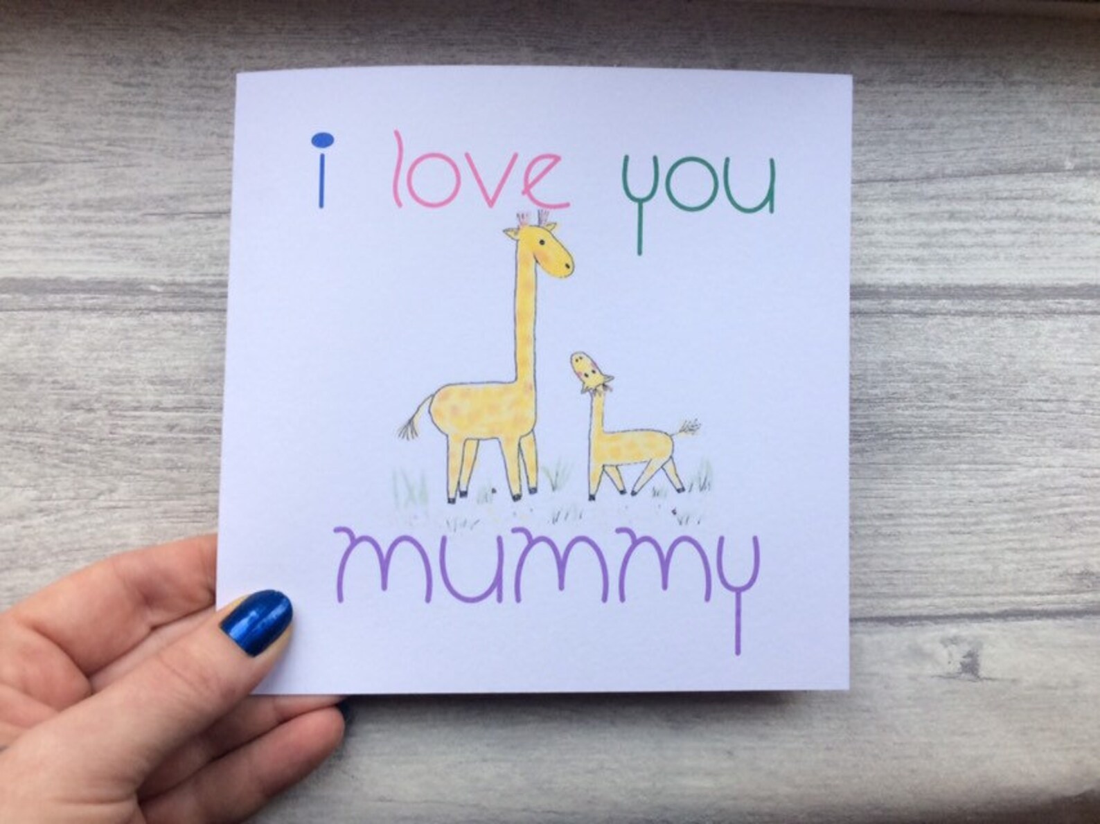 Handmade Mother's Day Card-i Love You Mummy - Giraffe -blank Onside ...