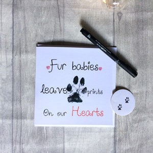 Carte de perte faite main de patte de chien-sympathie-animal familier-blanc à l’intérieur