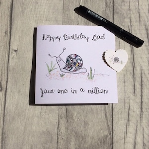 Niedliche handgemachte Schnecke , Papa , alles Gute zum Geburtstag Karte leer innen