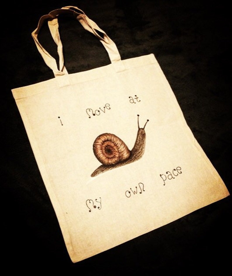 Handmade cotton shopping bag with funny snail design