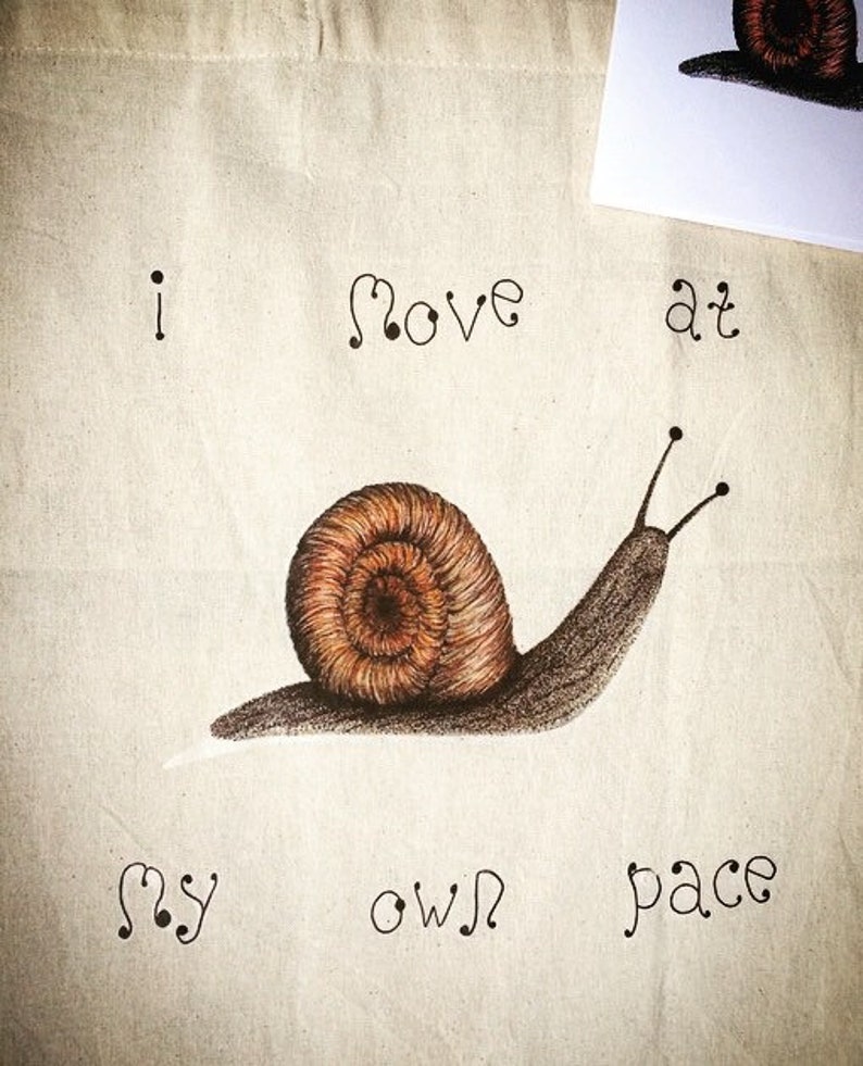 Handmade cotton shopping bag with funny snail design