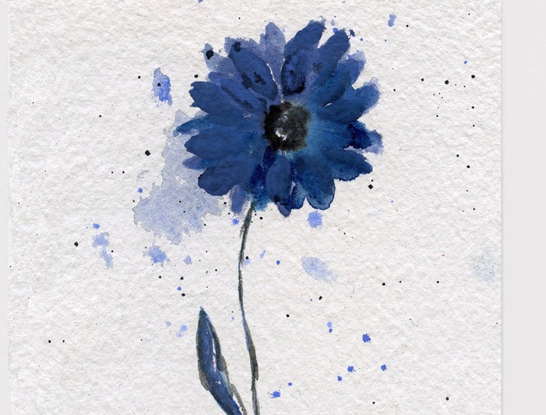 Art Botanical, Navy Blue Wall Art, Botanical Art Print, Watercolor