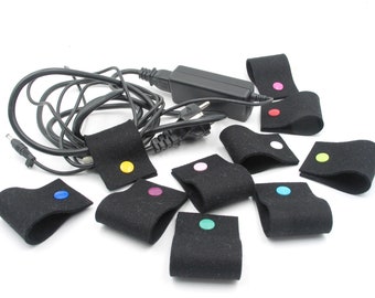 Cable tie large, cable holder, felt, wool felt, headphone cable, power supply cable, cable folder, black