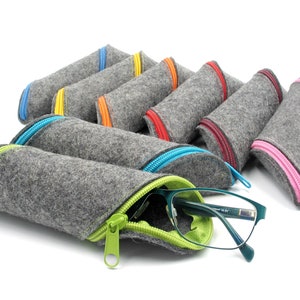 Glasses case made of felt, zippered case, felt case, glasses case dark gray, glasses case with zipper, choice of colors